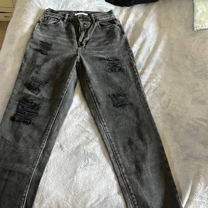Pacsun Black high rise straight ripped jeans